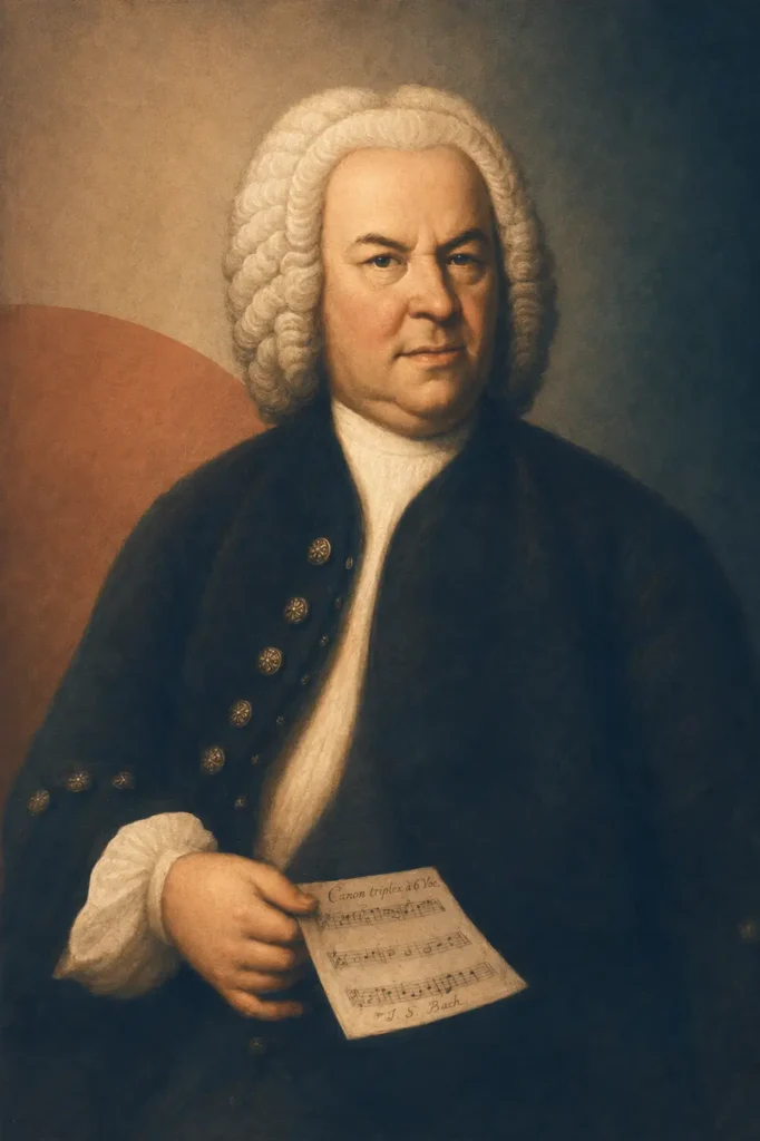 Illustrated portrait of Johann Sebastian Bach