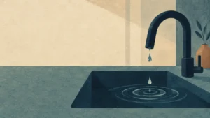 Dripping faucet symbolizing Pilate washing his hands of the blood of Christ