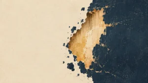 Alt text: Contemporary biblical editorial illustration of a deep navy surface being scraped away to reveal warm parchment and ochre beneath, symbolizing renewal, uncovering, and spiritual transformation.