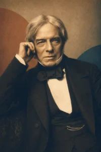 Illustrated portrait of Michael Faraday